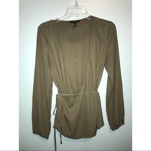 Olive green wrap blouse